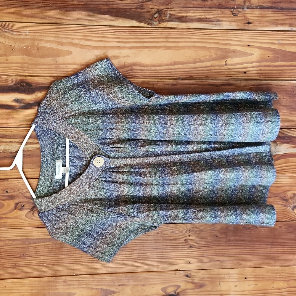 Dress Barn Sweater Size 14-16 Cap Sleeve Shades Of Brown Green And Blue
